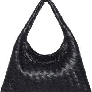 NWT WALTER BAKER Anthropologie Haven Shoulder Bag Woven Black Vegan Leather